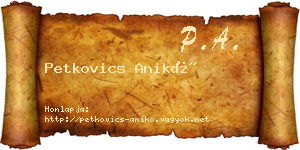 Petkovics Anikó névjegykártya