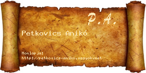 Petkovics Anikó névjegykártya